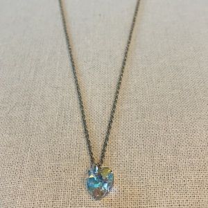 Vintage Swarovski Crystal Heart Gold Necklace